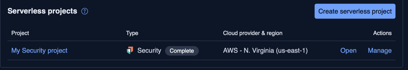 Elastic Cloud console with a cluster open