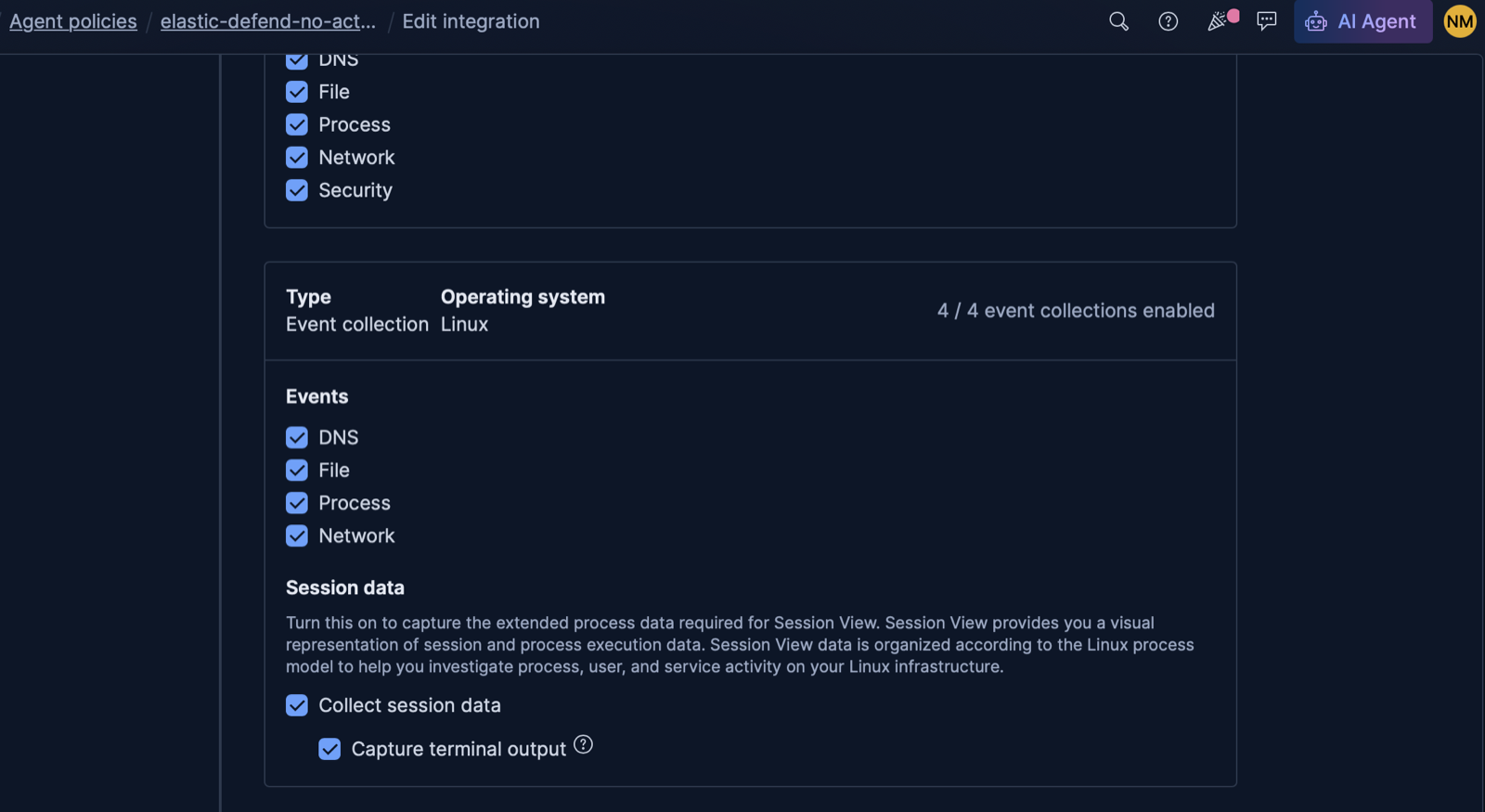 Defend Integration settings switched to detect mode